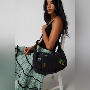 BAGGU Cross Stitch Medium Nylon Crescent Bag NWOT